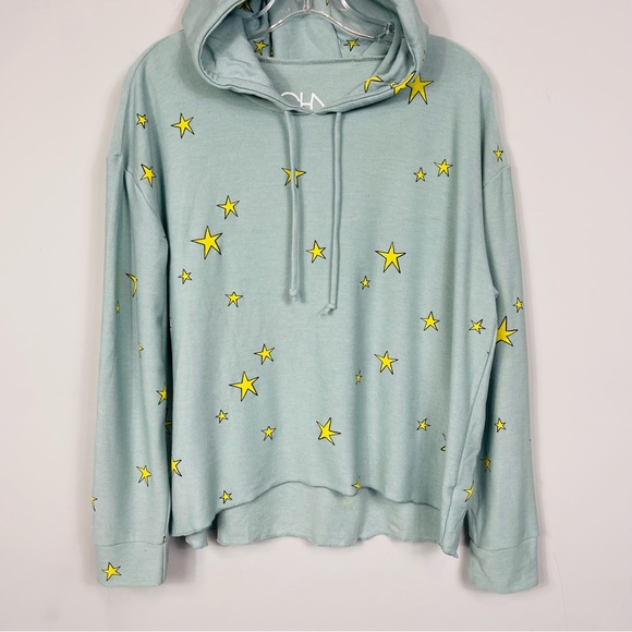 Chaser Star Print Hoodie Pullover Sweatshirt L Cozy Fleece Knit Lounge Revolve - Picture 13 of 14